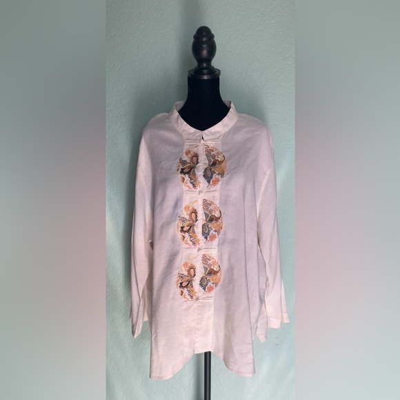 Citron Tops - Citron White Blouse with Colorful Embroidery